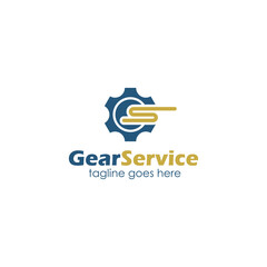 Gear Service Logo Design Template with a gear icon. Perfect for business, company, mobile, app, etc.