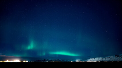 Northern lights - Aurora Borealis, from Reykjavik, Iceland - obrazy, fototapety, plakaty