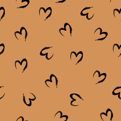 Vector illustration. Seamless pattern with hand drawn lines in the shape of a heart. Background for Valentine's Day, Birthday, Women's Day and wedding design. Wallpaper, gift wrapping, textiles.