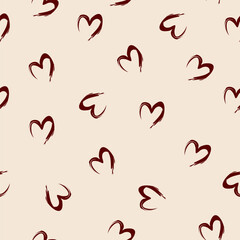 Vector illustration. Seamless pattern with hand drawn lines in the shape of a heart. Background for Valentine's Day, Birthday, Women's Day and wedding design. Wallpaper, gift wrapping, textiles.
