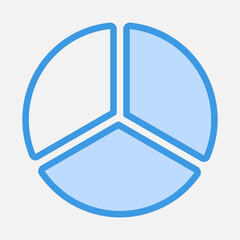 Pie chart icon in blue style, use for website mobile app presentation