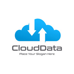 Transfer cloud vector data logo template. Suitable for hosting company.