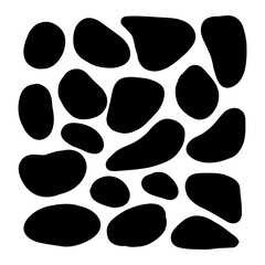 Random organic blobs, Random blots, ink blots, Spot shapes. Splash, spot chart. A drop of liquid, liquid. Pebbles, stone silhouettes.
