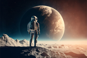 Fototapeta na wymiar Unique View: The Astronaut Contemplates Earth