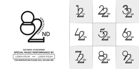 set of anniversary black color with white background for special celebration event