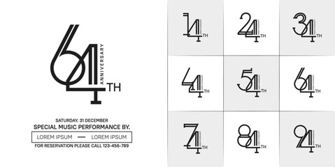 set of anniversary black color with white background for special celebration event