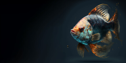 Fototapeta premium colorful swimming fish, banner, Generative AI