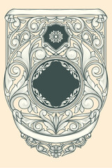 Decorative monochrome ornate retro blank emblem