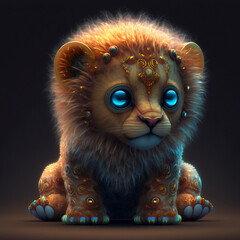 Obraz premium Cute Cartoon Lion Character Glowing