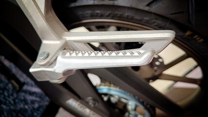 Obraz premium Silver Motorcycle Footstep made from steel