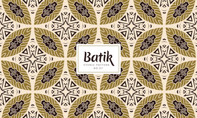Batik Indonesian Kawung traditional decorative floral patterns Vector gold