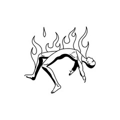 vector illustration of man with fire concept