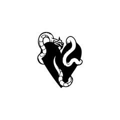 snake vector illustration with heart concept