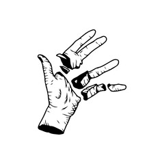 vector illustration of a hand split into pieces