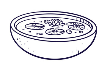 water lily in bowl illustration