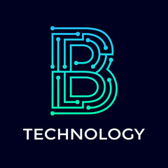 Technology B letter vector logo template. This graphic is suitable for energy, system business. © ismadesign