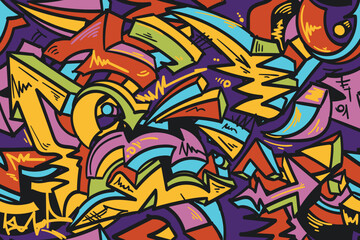 Obraz premium Seamless abstract colorful curled graffiti arrows background