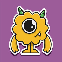 cute monster cartoon doodle design for coloring, backgrounds, stickers, logos, symbol, icons and more