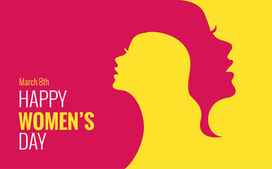 happy womens day banner template with silhouette woman illustration