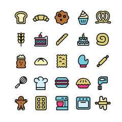 Lineal Fill Bakery Icon Set