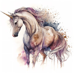 Obraz na płótnie Canvas elegant watercolour unicorn Generative AI