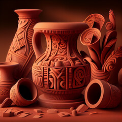 A Timeless Expression of Indian Culture- A stunning illustration of a piece of terracotta art, a traditional Indian craft that has been passed down for generations
