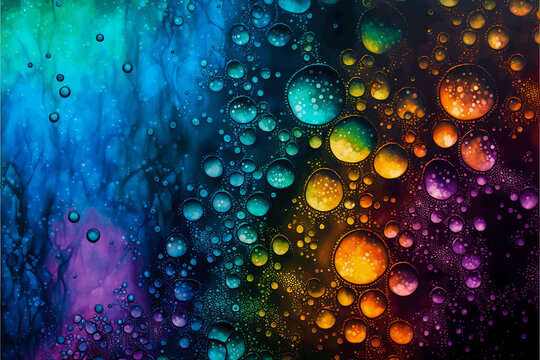 Beautiful colorful droplets, organic background, abstract artwork.  Generative AI.