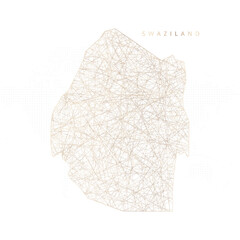 Low poly map of Swaziland. Gold polygonal wireframe. Glittering vector with gold particles on white background. Vector illustration eps 10.