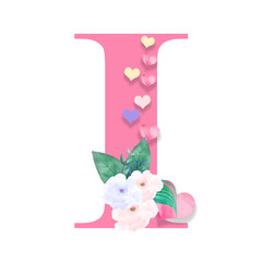 14th February, Valentine Alphabet Letter Vector Illustration
