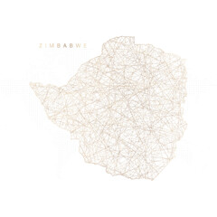 Low poly map of Zimbabwe. Gold polygonal wireframe. Glittering vector with gold particles on white background. Vector illustration eps 10.