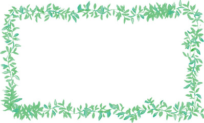 Fototapeta premium 水彩画。水彩タッチの緑の植物ベクターフレーム。エレガントな水彩植物装飾フレーム。 Watercolor painting. Green plant vector frame with watercolor touch. Elegant watercolor plant decoration frame.