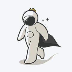 chibi astronaut walk with style art illustration