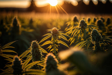 Summer in the Weed Field: A Stoner Photographer's Paradise. Generative AI.