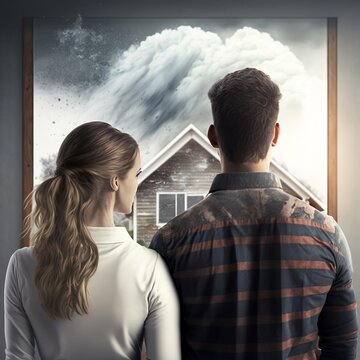 Couple Admiring a Dream Home - AI Generated Illustration