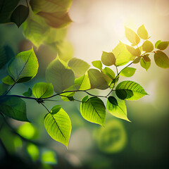 Fototapeta na wymiar green leaves on a sunny day