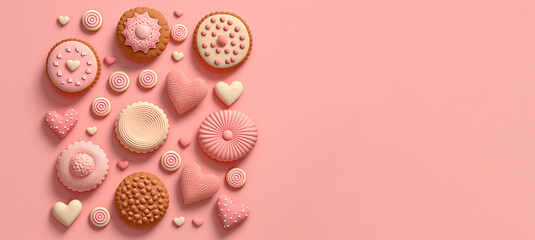 Sweet valentine cookies in valentine day. Ai generated.