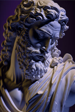 Marble bust of a man with beard depicting Evangelist St. Mark, created with Generative AI technology