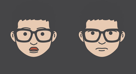 face icon set, human face icon with caring and staring expression