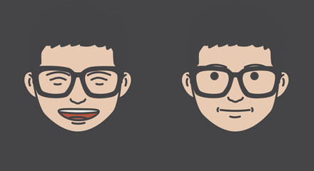 face icon set, illustration icon design with smile and laugh expression