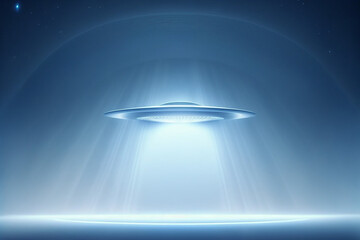 Mysterious UFO in blue tones With Generative AI