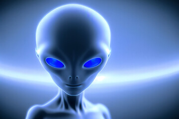 Mysterious alien in blue tones With Generative AI