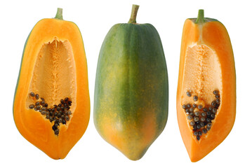 Papaya fruit isolated on white background