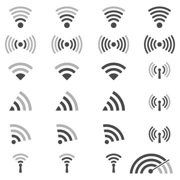 Set of wireless and wifi icon vector design.