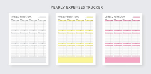 Yearly Expanses Trucker and Organizer, Money Management Planner
