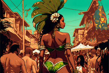 carnival, woman, brazil, samba, carnaval, back view