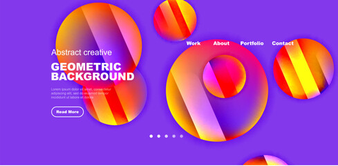 Fototapeta premium Colorful shiny and glossy circles abstract composition with light and shadow effects, geometric vector abstract background