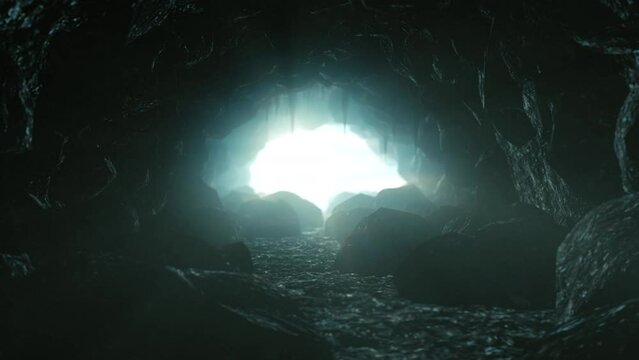 洞窟を進む_ループ_光