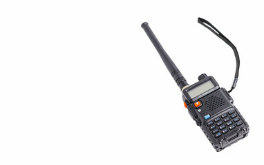 Portable radio transceivers isolated on white background.