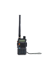 Portable radio transceivers isolated on white background.