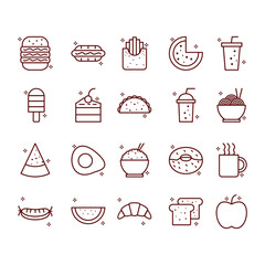 Food line icons set isolated on white background vector image